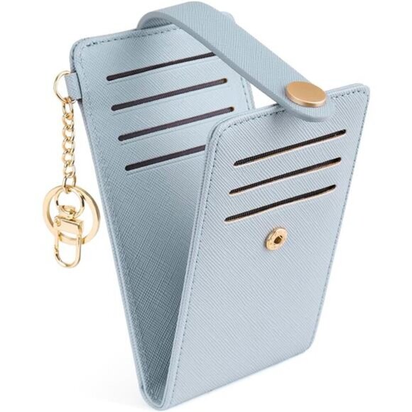Accessories - Slim Wallet for Women, 1-Cross grain-Sky blue